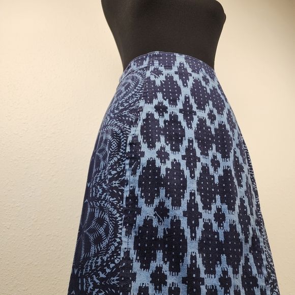 Plenty by Tracy Reese Anthropologie Boho Style Blue Straight Maxi Skirt Size 4 - Picture 4 of 9